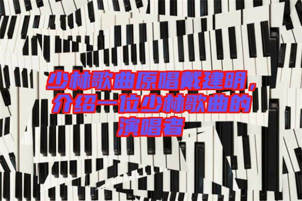 少林歌曲原唱戴建明，介紹一位少林歌曲的演唱者