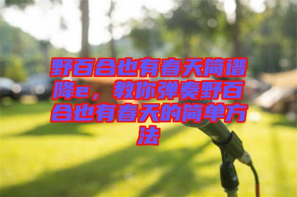 野百合也有春天簡譜降e，教你彈奏野百合也有春天的簡單方法