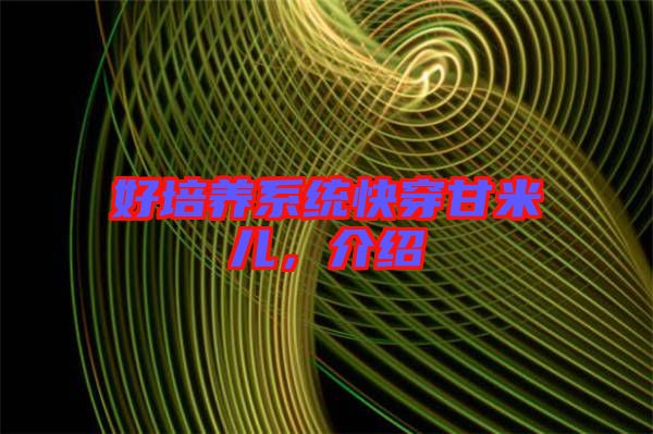 好培養(yǎng)系統(tǒng)快穿甘米兒，介紹