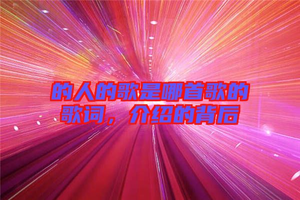 的人的歌是哪首歌的歌詞，介紹的背后