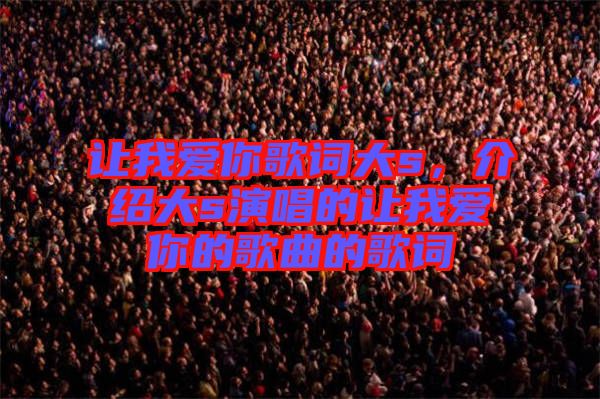 讓我愛你歌詞大s，介紹大s演唱的讓我愛你的歌曲的歌詞
