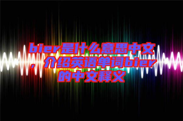 bier是什么意思中文，介紹英語單詞bier的中文釋義