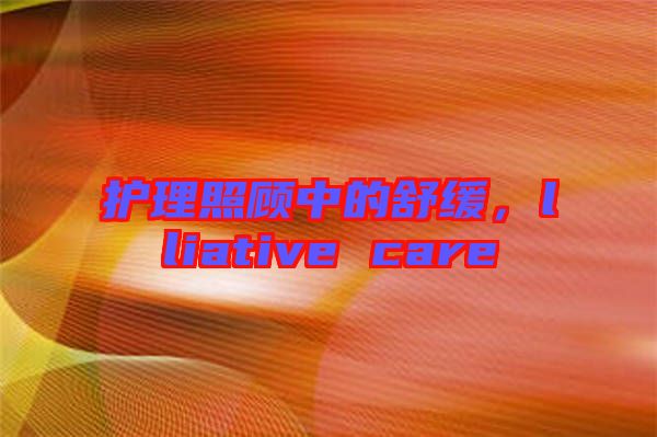 護理照顧中的舒緩，lliative care