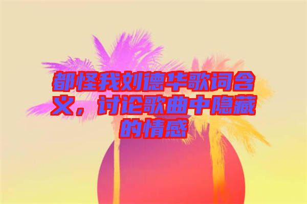都怪我劉德華歌詞含義，討論歌曲中隱藏的情感