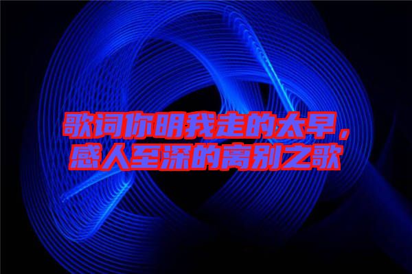 歌詞你明我走的太早，感人至深的離別之歌