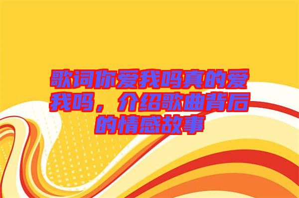 歌詞你愛我嗎真的愛我嗎，介紹歌曲背后的情感故事