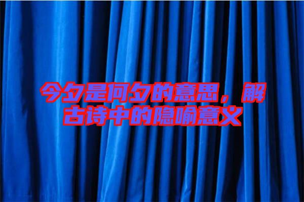 今夕是何夕的意思，解古詩中的隱喻意義