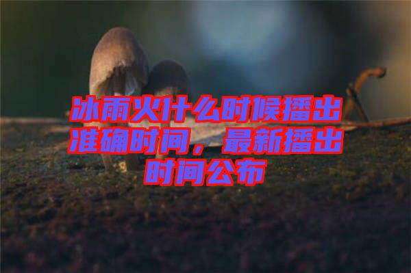 冰雨火什么時候播出準(zhǔn)確時間，最新播出時間公布