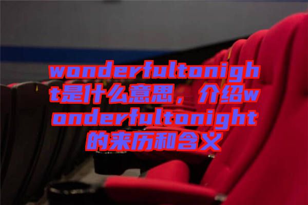 wonderfultonight是什么意思，介紹wonderfultonight的來歷和含義