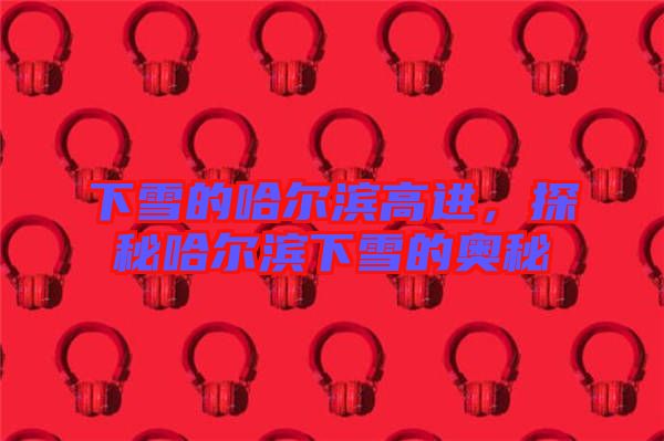 下雪的哈爾濱高進(jìn)，探秘哈爾濱下雪的奧秘