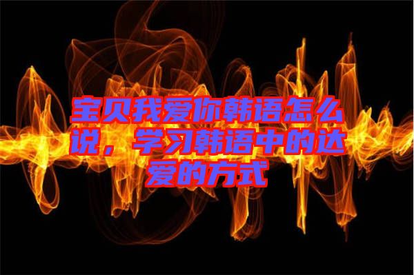 寶貝我愛你韓語怎么說，學習韓語中的達愛的方式