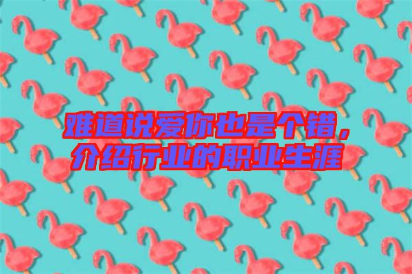 難道說(shuō)愛你也是個(gè)錯(cuò)，介紹行業(yè)的職業(yè)生涯