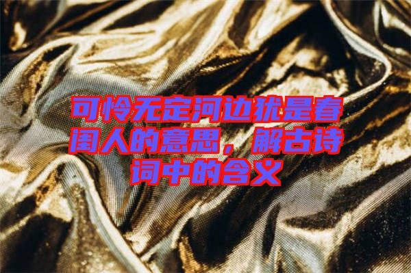 可憐無(wú)定河邊猶是春閨人的意思，解古詩(shī)詞中的含義
