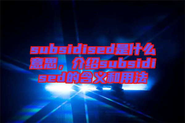 subsidised是什么意思，介紹subsidised的含義和用法