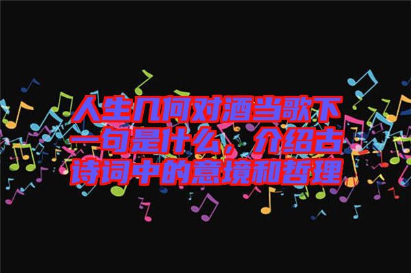 人生幾何對酒當(dāng)歌下一句是什么，介紹古詩詞中的意境和哲理