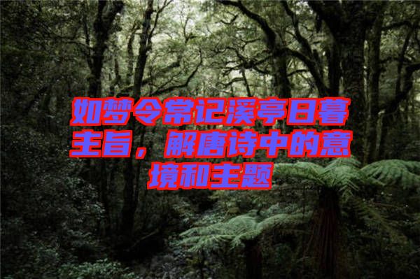 如夢令常記溪亭日暮主旨，解唐詩中的意境和主題