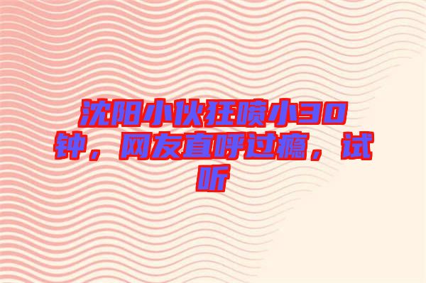沈陽(yáng)小伙狂噴小30鐘，網(wǎng)友直呼過(guò)癮，試聽(tīng)