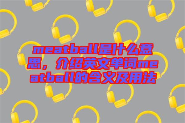 meatball是什么意思，介紹英文單詞meatball的含義及用法