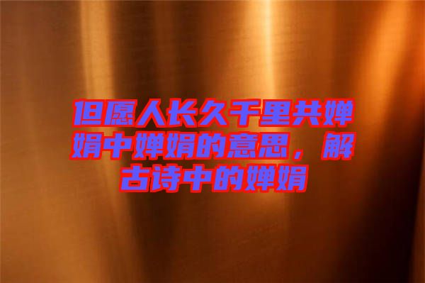 但愿人長(zhǎng)久千里共嬋娟中嬋娟的意思，解古詩(shī)中的嬋娟