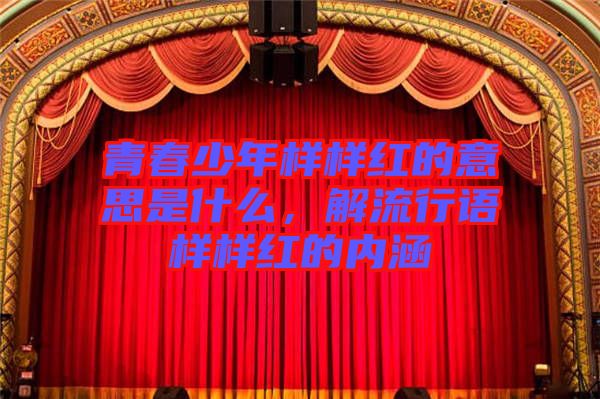 青春少年樣樣紅的意思是什么，解流行語(yǔ)樣樣紅的內(nèi)涵