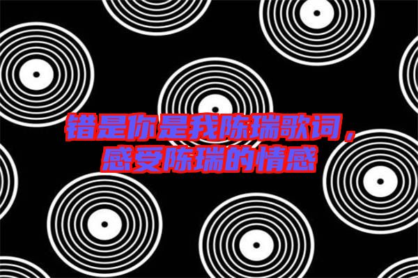 錯(cuò)是你是我陳瑞歌詞，感受陳瑞的情感