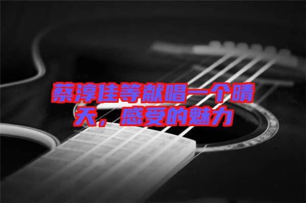 蔡淳佳等獻唱一個晴天，感受的魅力