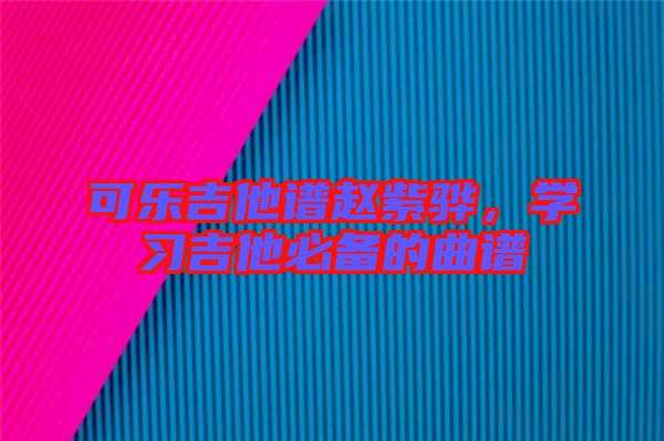 可樂(lè)吉他譜趙紫驊，學(xué)習(xí)吉他必備的曲譜