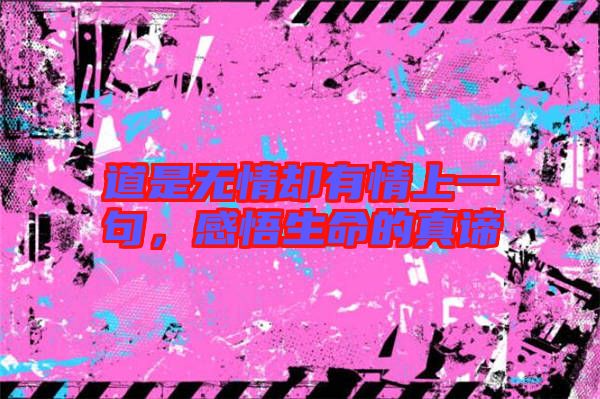 道是無情卻有情上一句，感悟生命的真諦