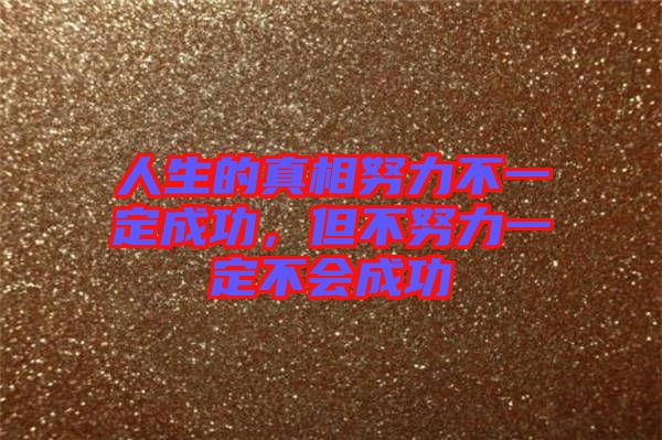 人生的真相努力不一定成功，但不努力一定不會成功
