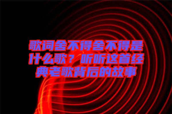 歌詞舍不得舍不得是什么歌？聽聽這首經(jīng)典老歌背后的故事