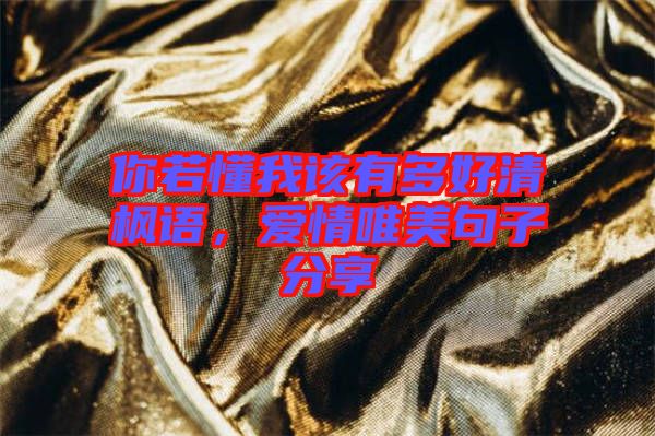 你若懂我該有多好清楓語，愛情唯美句子分享