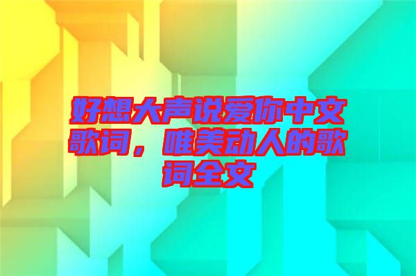 好想大聲說愛你中文歌詞，唯美動人的歌詞全文