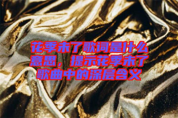 花季未了歌詞是什么意思，提示花季未了歌曲中的深層含義