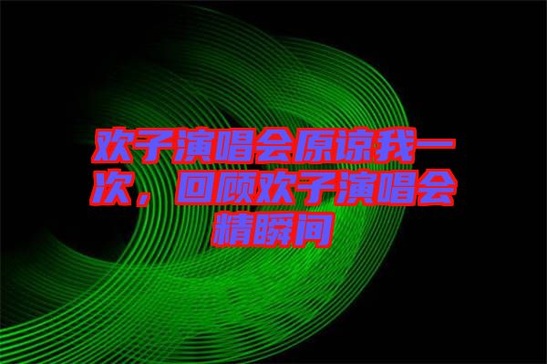 歡子演唱會原諒我一次，回顧歡子演唱會精瞬間