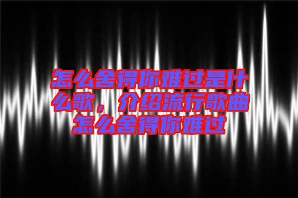 怎么舍得你難過是什么歌，介紹流行歌曲怎么舍得你難過