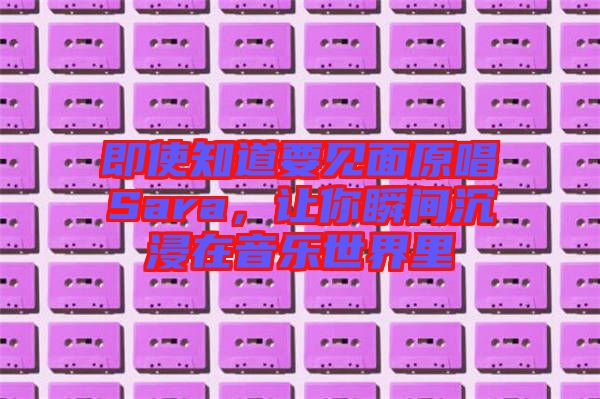 即使知道要見面原唱Sara，讓你瞬間沉浸在音樂世界里