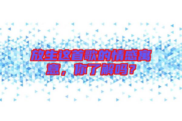 放生這首歌的情感寓意，你了解嗎？