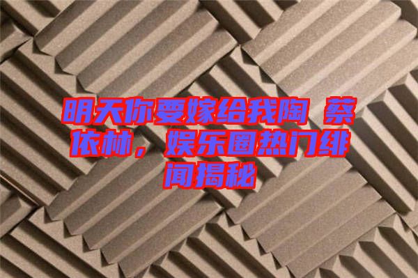 明天你要嫁給我陶喆蔡依林，娛樂圈熱門緋聞揭秘