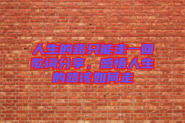 人生的路只能走一回歌詞分享，感悟人生的路該如何走