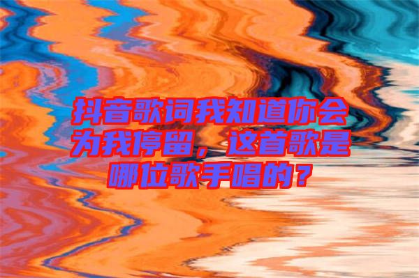 抖音歌詞我知道你會(huì)為我停留，這首歌是哪位歌手唱的？