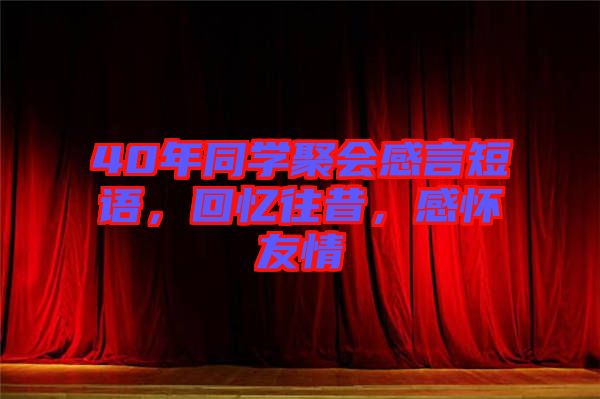 40年同學聚會感言短語，回憶往昔，感懷友情