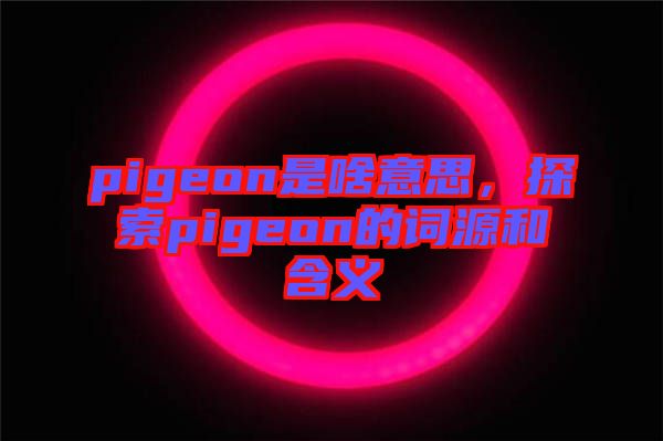 pigeon是啥意思，探索pigeon的詞源和含義