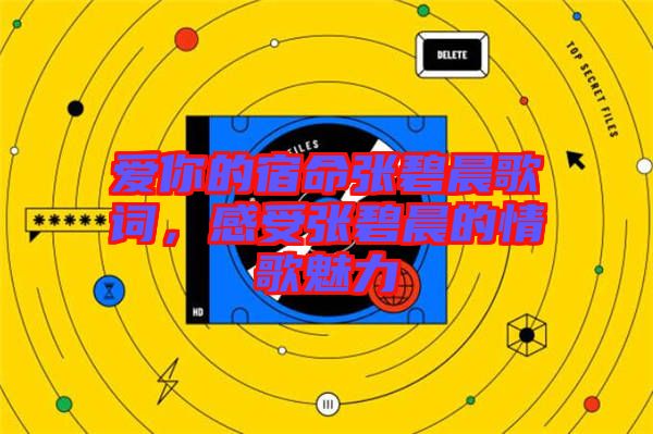 愛(ài)你的宿命張碧晨歌詞，感受張碧晨的情歌魅力