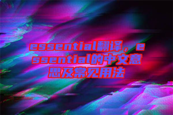 essential翻譯，essential的中文意思及常見用法