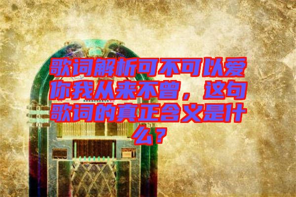 歌詞解析可不可以愛你我從來不曾，這句歌詞的真正含義是什么？