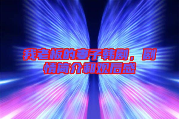 我老板的妻子韓劇，劇情簡介和觀后感