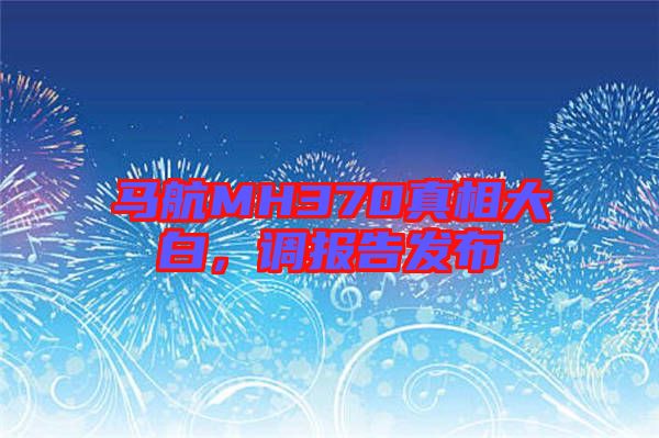 馬航MH370真相大白，調(diào)報(bào)告發(fā)布