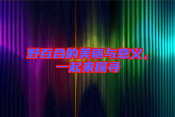 野百合的美麗與意義，一起來探尋