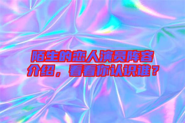 陌生的戀人演員陣容介紹，看看你認(rèn)識(shí)誰？