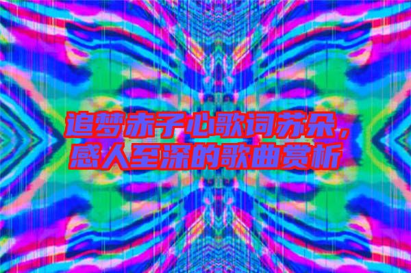 追夢赤子心歌詞蘇朵，感人至深的歌曲賞析